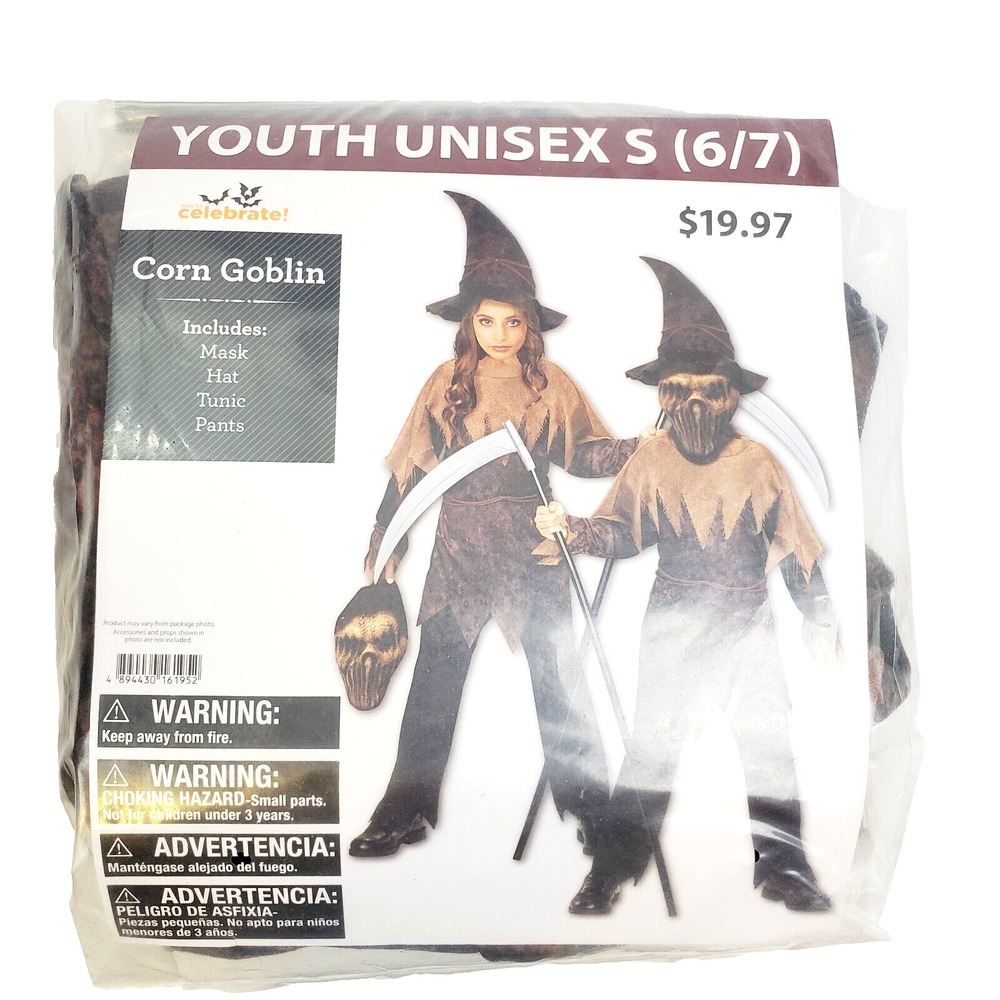 Celebrate Corn Goglin Costume Youth Unisex Small (6-7) Brown Halloween 4 Piece